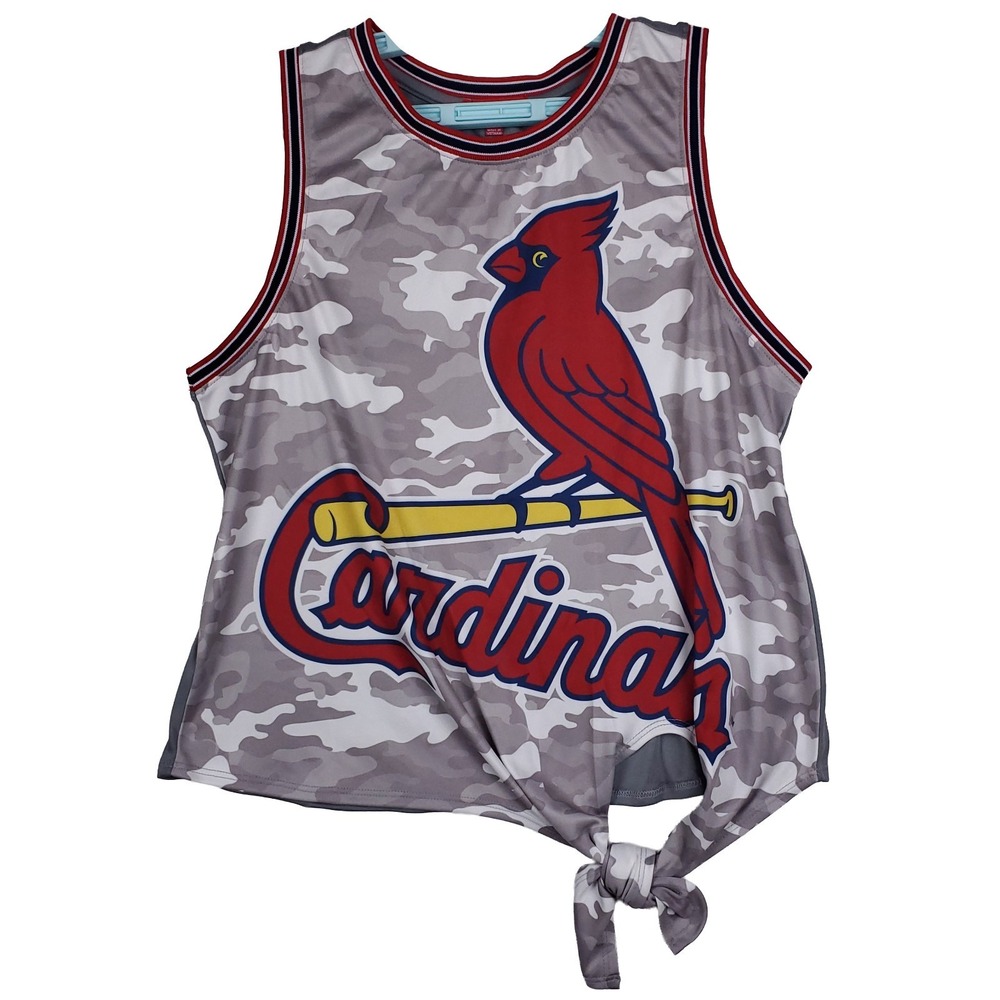 St. Louis Cardinals Mitchell & Ness MLB Womens Small Gray Camo Tank Top‎ NWT